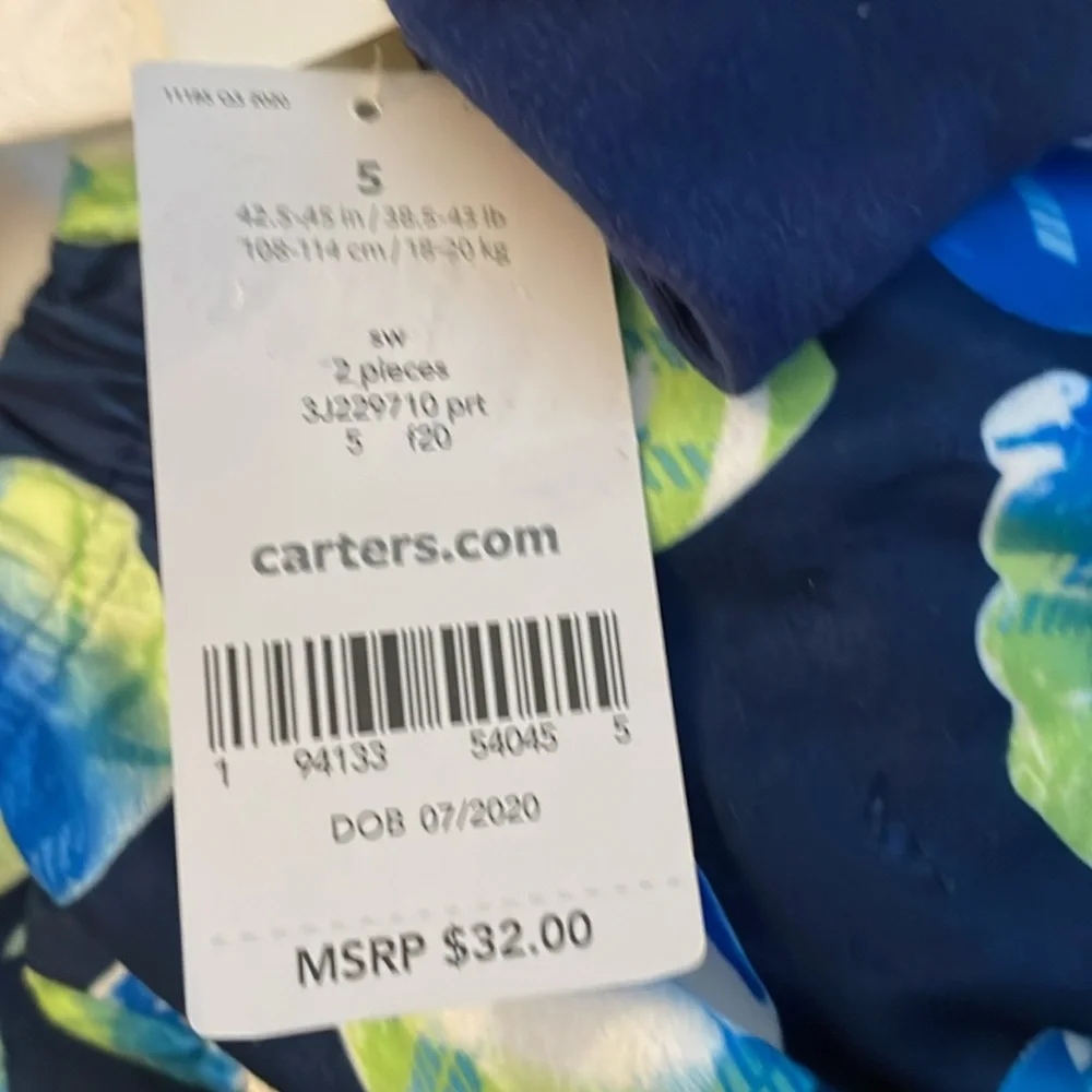 Carter's Snoring Touchdown Pajama Set - Blue, Green,‎ and White